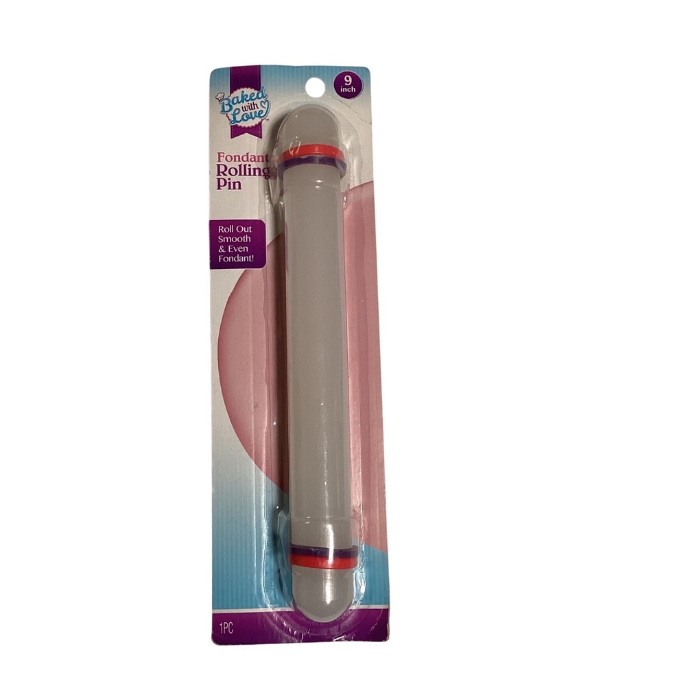Baked With Love Fondant Rolling Pin 9 Inch with Guide Rings ArtSkillsPA-6108 NEW